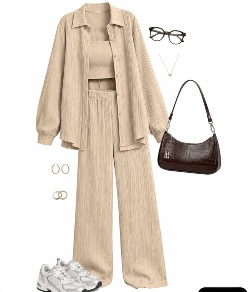 If your hips are wider than your shoulders with a well-defined waist, opt for co-ord sets with statement tops, puff sleeves, or eye-catching prints. Pair them with straight-fit or relaxed trousers to create a balanced look.